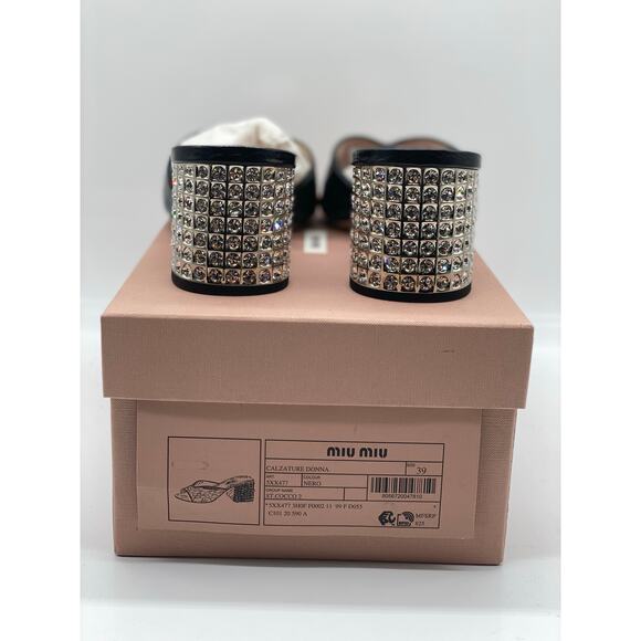 Miu Miu Black Embossed Croc Crystal Embellished Heel Slide Sandals. 39 eu (9 us) - Picture 6 of 8